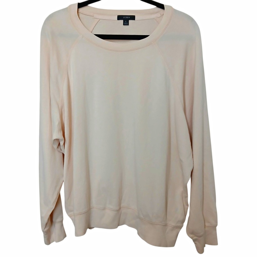 J.Crew Women's L Sweatshirt Pullover Raglan Beige Yellow Slouchy Crewneck Solid